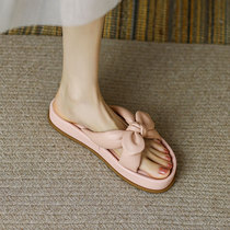Pendant Le ~ Jumbo good to wear a new goat leather butterfly knot thick bottom pine pastry sandals womens summer wear a word drag