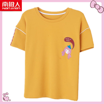 Antarctic cotton pajamas top single female summer short sleeve thin loose size home clothes can be worn outside in summer