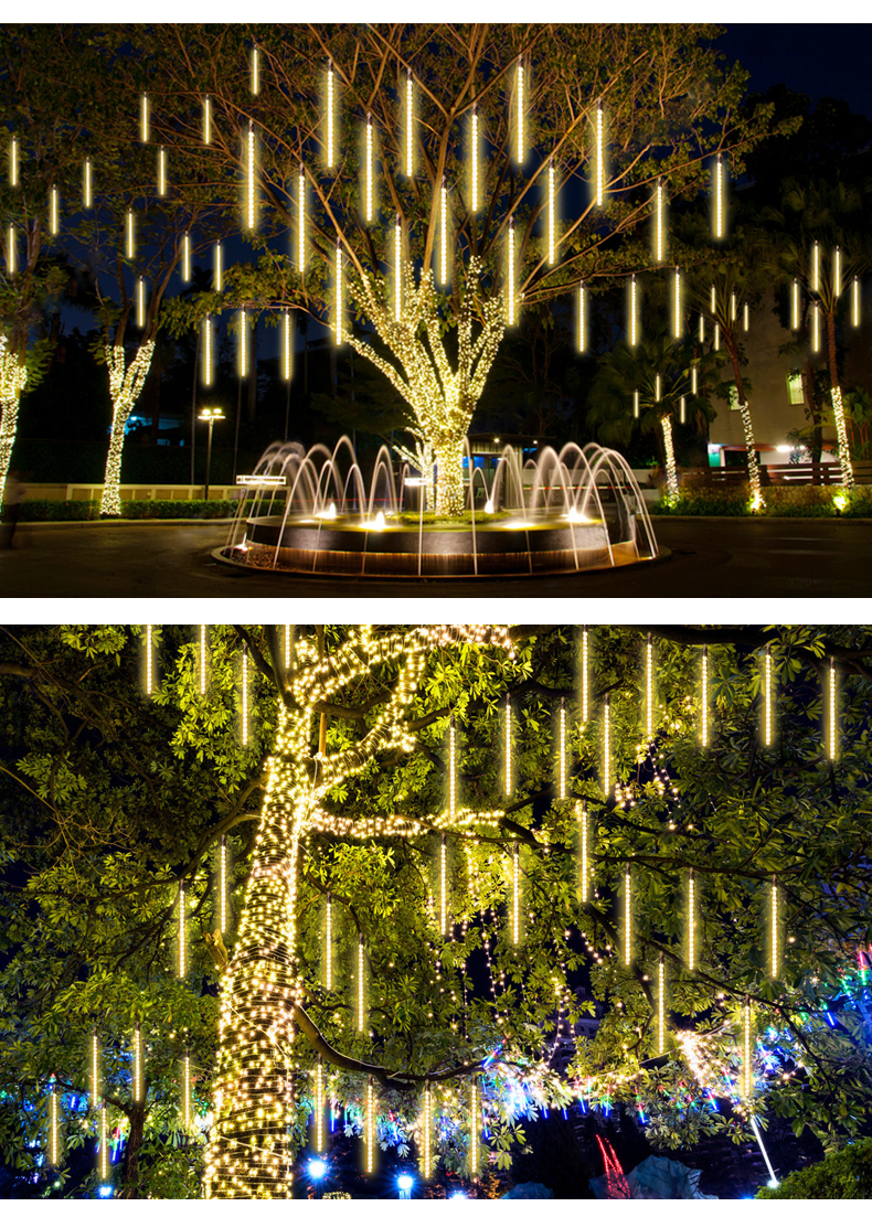 流星雨led灯彩灯闪灯串灯满天星户外防水亮化挂树上装饰树灯挂灯