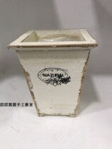 Reunion round handmade diy import vintage wooden flower pot Butterfly Cubat painted application