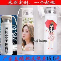 Personality diy custom transparent cover cup printing to do photo logo cup creative birthday gift Vacuum thermos cup
