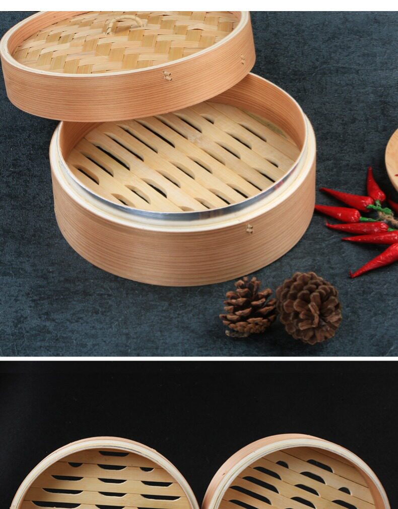 宣陶手工多层蒸笼小笼包竹制家用小蒸格竹蒸屉笼屉馒头木制蒸架