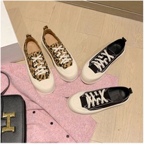 2022 new spring fashion 100 lapped thick bottom casual shoes canvas BAO WEN lacing Korean version of biscuit shoe round head