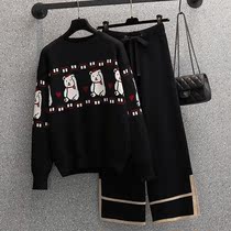 Middle age big size womens clothing 2022 springtime chubby mom fashion suit expats slim fit sweatshirt broadlegged pants two sets of women