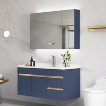 Solid wood bathroom cabinet Toilet sink basin Pool washbasin cabinet combination bathroom sink hanging smart mirror