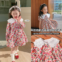 Chen Tai Pig L Mother Girl Dress Girl Dress 2021 Early Spring Children Dress Dress Child Baby New Foreign Air Crushed Flower Dress