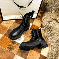 Thick bottom Martin boots Women Inn Wind 2021 New autumn and winter 100 Ride Handsome Gas Locomotive Short Boots Chains