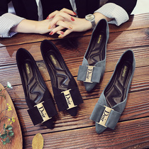 Pointed single shoes Womens Flat Joker 2021 new autumn shoes Net red black shallow mouth Spring and Autumn Lady ladyshoes