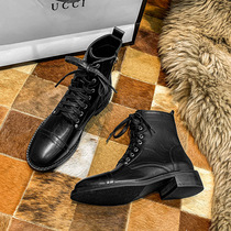 Martin boots female Inron craze ins2021 years new short cylinder short boots handsome spring autumn single boots 100 hitch boots winter