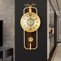 pure copper new chinese style wall clock light luxurious brass clock living room home modern decoration creative quartz clock wall hanging