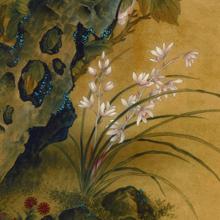 清马逸国色天香图牡丹图仿古画花鸟画装饰书房办公室玄关挂画装裱