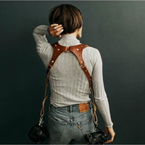 Leather camera shoulder strap decompression retro cowhide single and double shoulders X-shaped strap SLR camera universal DV digital accessories