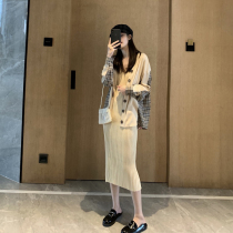 2021 New spring and autumn womens clothing early fall collection waist display slim and high-end light extravagant name Yuanyu Temperament Dress Dress