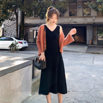 2021 new foreign atmosphere reduced age thin small man with high net red winter skirt two-piece set women autumn and winter