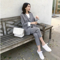 2021 New wave early fall Korean version of the sea air mesh red fashion small fragrant wind suit pants two suit women