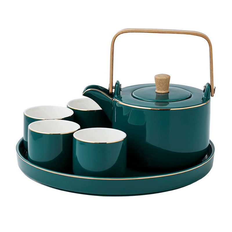 Four - walled yard high - grade paint ceramic teapot household ceramics kung fu tea set tea tea cup gift boxes