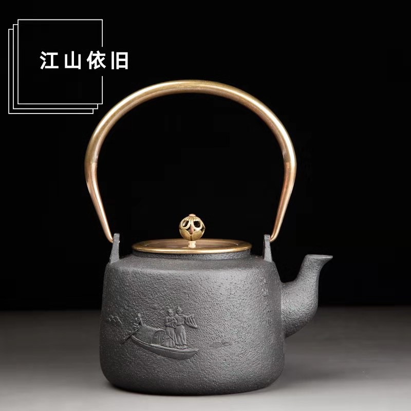 Four - walled yard cast iron teapot by hand brother regimen with filter Kowloon sovereign pot of boiling water to make tea with no coating