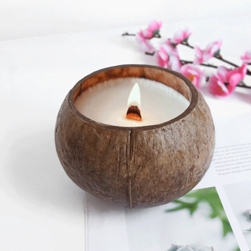 Natural Primary Color Coconut Shell Mini Wax Candle Holder Creative Wood Core Scented Scented Candle Hollow Coconut Shell 2 up-Taobao