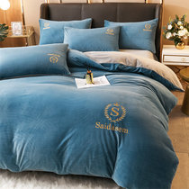 Thick anti-static crystal velvet warm four-piece set double-sided flannelette bed sheet quilt cover winter milk velvet multi-piece set