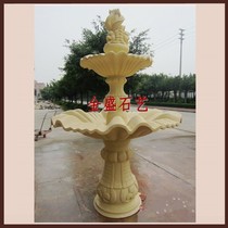 Sandstone sculpture round sculpture landscape sculpture Hotel villa decoration materials FRP faucet fish body fountain