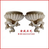 Sandstone sculpture FRP sculpture little angel wall lamp Sandstone relief background wall Hotel villa decoration materials