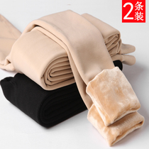 women's autumn and winter nude flesh color leggings outerwear thin silk stockings fleece thick cotton pants