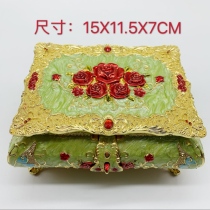 European jewelry box wedding gift earring jewelry bead storage box household small Russian box gold purple flower
