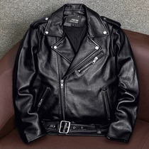 Harley locomotive riding clothes first layer pure cowhide leather leather leather male slim short leather jacket American jacket