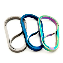 One-piece spring buckle anti-lost quick Buckle Titanium alloy keychain hook EDC titanium alloy key chain