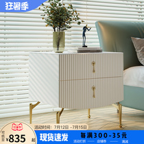 Light Extravagant Rock Board Bed Head Cabinet Modern Minima Small Household Type Home Baking Lacquered Cabinet Double Drawer Mesh Red Bedroom Bedside Cabinet