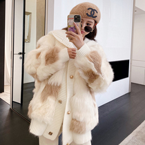 Anti-season Tuscan fur jacket womens stitching knitted mink hooded young model 2021 New Winter