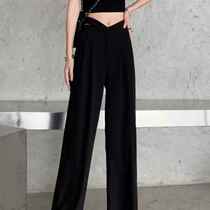 2022 spring new pituitary pants straight cylinder high waist loose with thin casual pants 100 lap towlegged pants woman