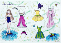 Thumbelina Thumbelina vintage paper doll dressing paper doll doll changing clothes