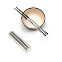 Telescopic chopsticks portable folding tableware boxed stainless steel alloy single tip outer band food grade no mold