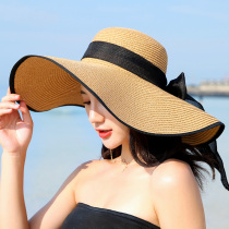 Straw hat children summer big hat brim temperament Net red 2021 new sunscreen sunshade seaside holiday sun hat beach hat