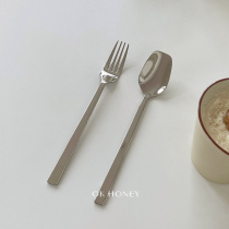 Stainless Steel Mirror Long Handle Rice Spoon Han Style Spoon Fork Metal Lunch Spoon Breakfast Rice Spoon Restaurant Cutlery