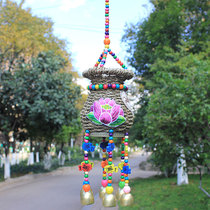 Ethnic wind chimes Home decorations Handmade straw vase Couple gift embroidered piece pendant Living room bar pendant