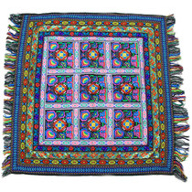 Large shaped sofa cushion cotton embroidered foot stool cushion Yunnan ethnic embroidery crafts living room characteristic decoration