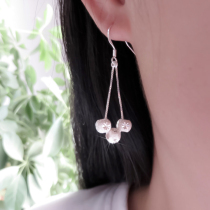 Foot Silver Earrings Woman 999 pure silver ear accessories Hook Hang Long flow Su Transfer Pearl Pendant Fashion Silver Ornament Gift