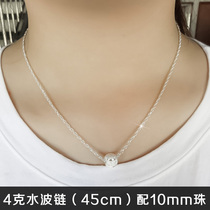 999 sterling silver necklace fashion Korean version of choker foot Silver transfer beads square water wave chain for men and women
