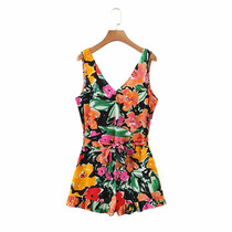 women beach style summer fashion Floral print skinny playsui