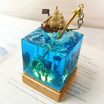 Wenchuang handmade artwork usb nightlight resin creative gift male undersea scene desktop ornaments finished product