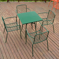 Outdoor table and chair Art Wrought iron table and chair combination Simple leisure balcony open-air courtyard garden Outdoor table and chair combination