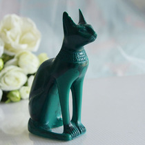 Egyptian green stone cat God 16cm high ancient Egyptian hieroglyphics blessing guard home