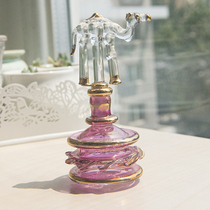 Crystal glass fragrance bottle Egyptian folk craft camel shape (10 5cm high) rose color