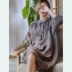 Keran sản xuất búp bê Lan Xian cổ áo váy gai mùa hè quần áo phụ nữ mới vải cotton và váy sơ mi dài giữa vải lanh - váy đầm váy đầm