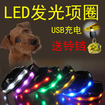Luminous LED Item Circle USB charging dog Cat Neck Ring Small Mid Sized Pet Teddy Leno Nylon Fluorescent