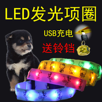 Dog Item Circle USB Charging Luminous Night Teddy Gold Wool Small Mid Large Canine Glitch LED Gold Wool Pooch Item Circle