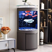 Semi-circular fish tank living room large screen household glass free water change ecological bottom filter goldfish tank against the wall