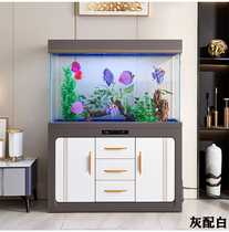 Fish tank living room large screen household glass free water change ecological bottom filter acrylic goldfish tank against the wall